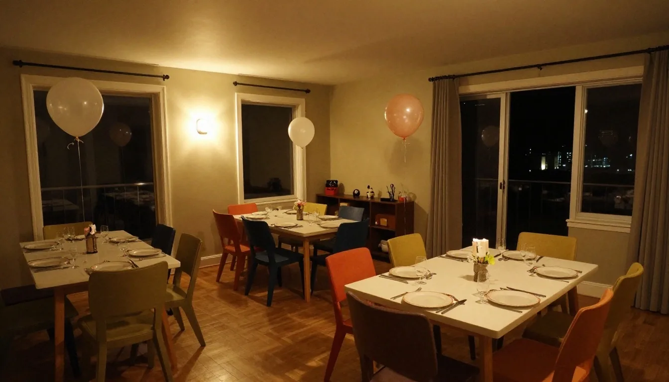 Sala zabaw Familandia wieczorem w ciepłym świetle